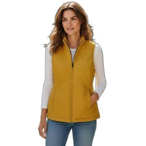 Kiko Comfort Vest  Women’s Large  Yellow Full Zip Casual Ladies New Y2K#236